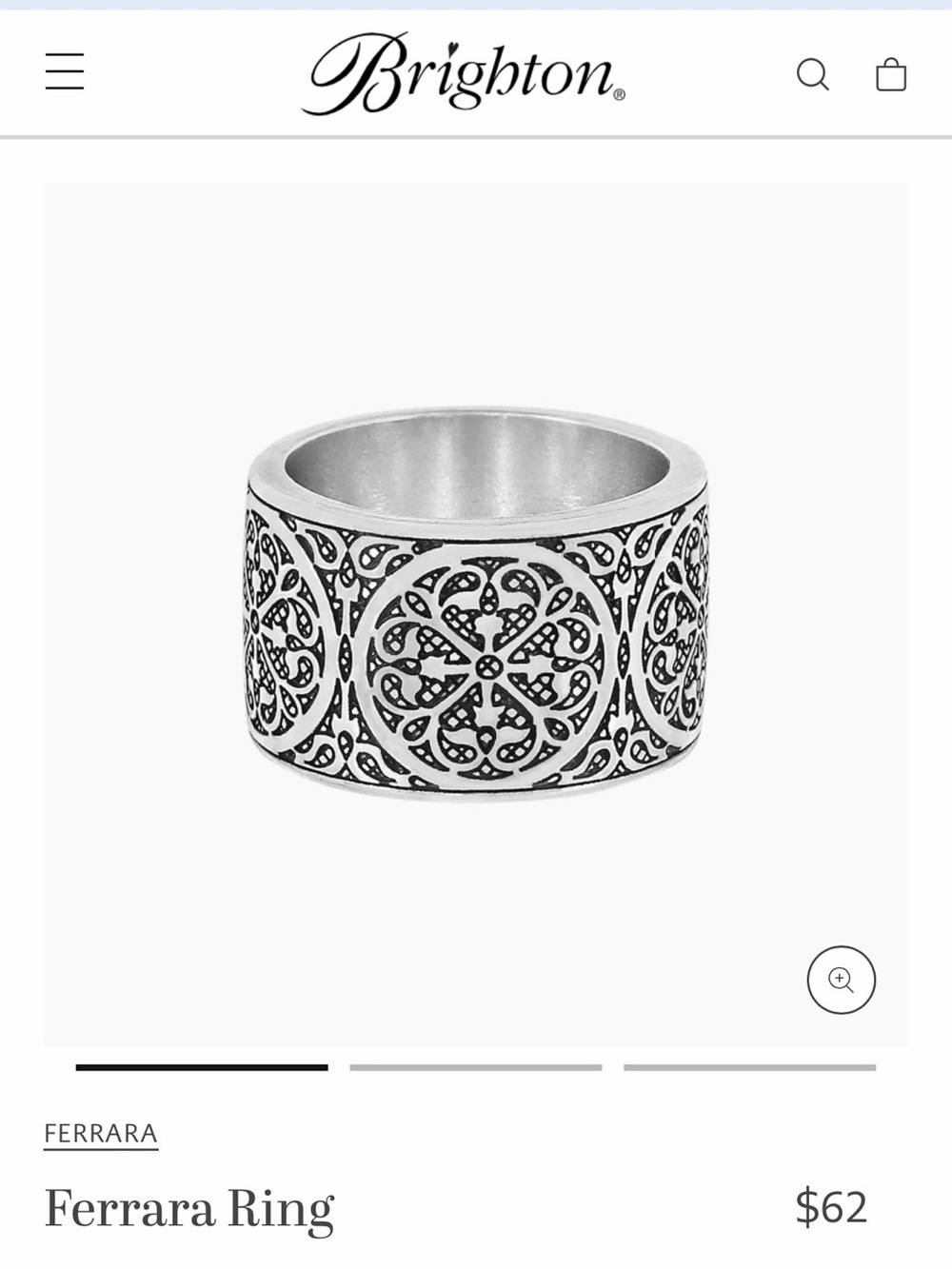 Brighton Silver Filigree Wide-Band Ring
